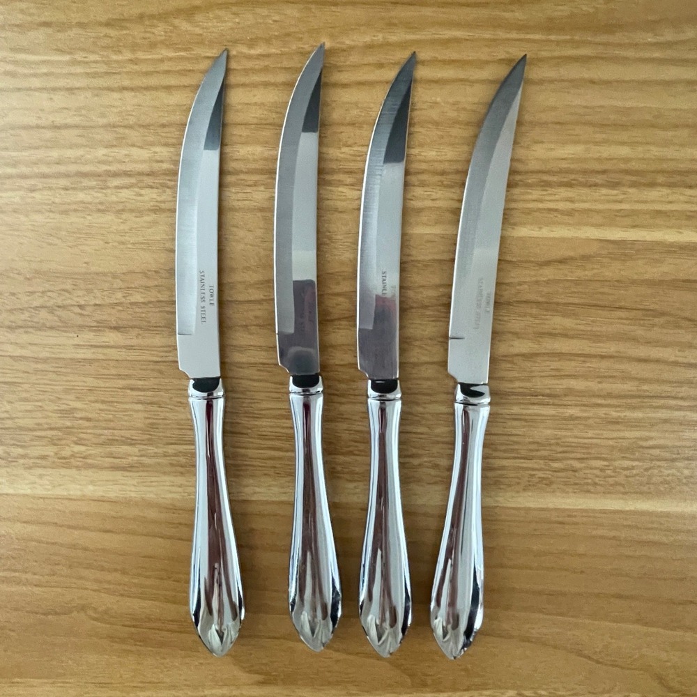 Towle George Washington Stainless Steel Steak Knife Set of 4 Pistol Grip Classic